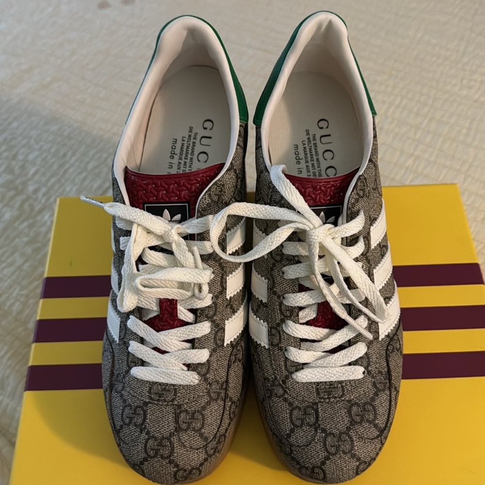Gucci Brown and Green Wedge Shoes with adidas Iconic Design - Picture 2 of 8
